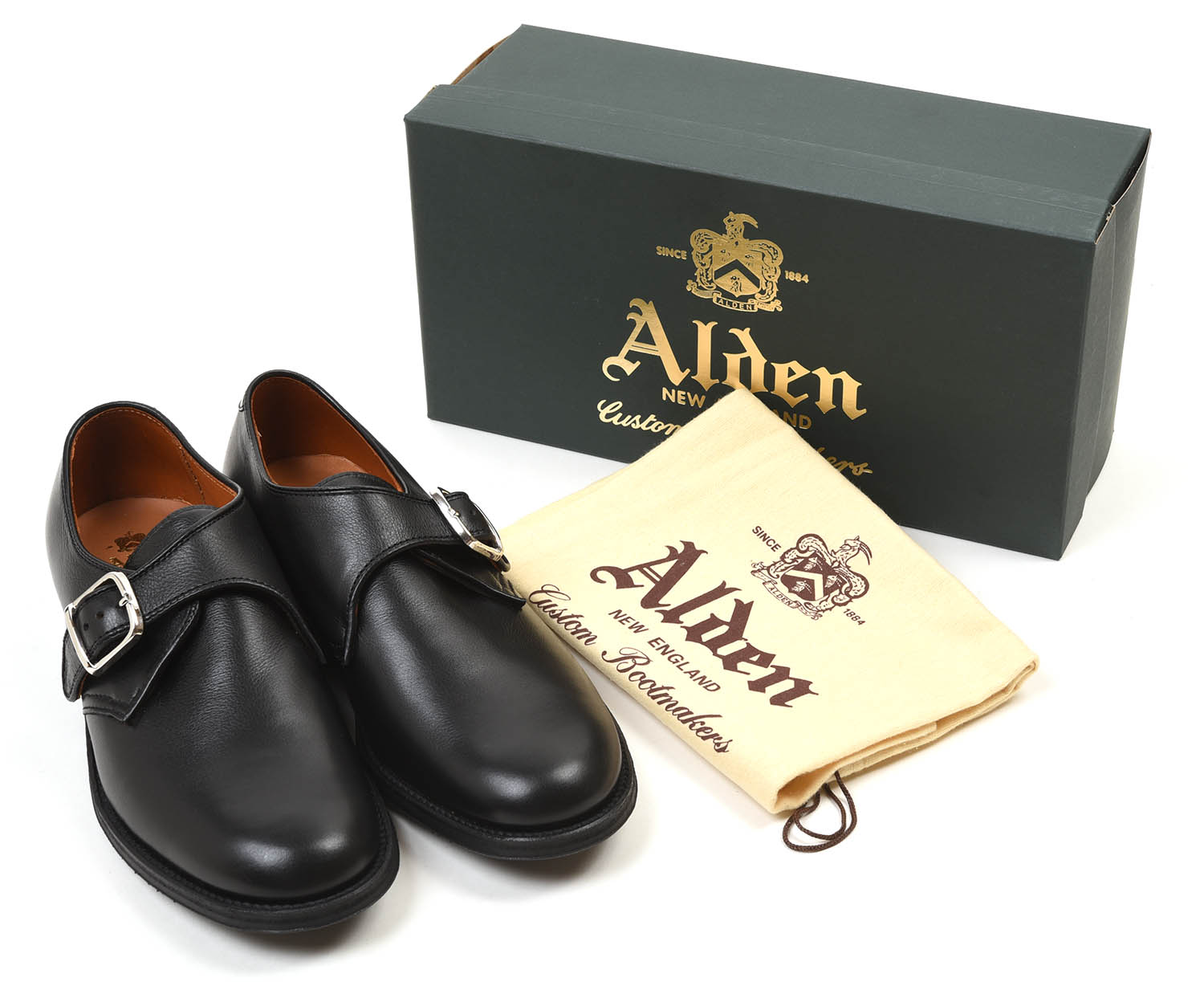 オールデン N1408L Military Monk Strap Shoes Ladycalf Black
