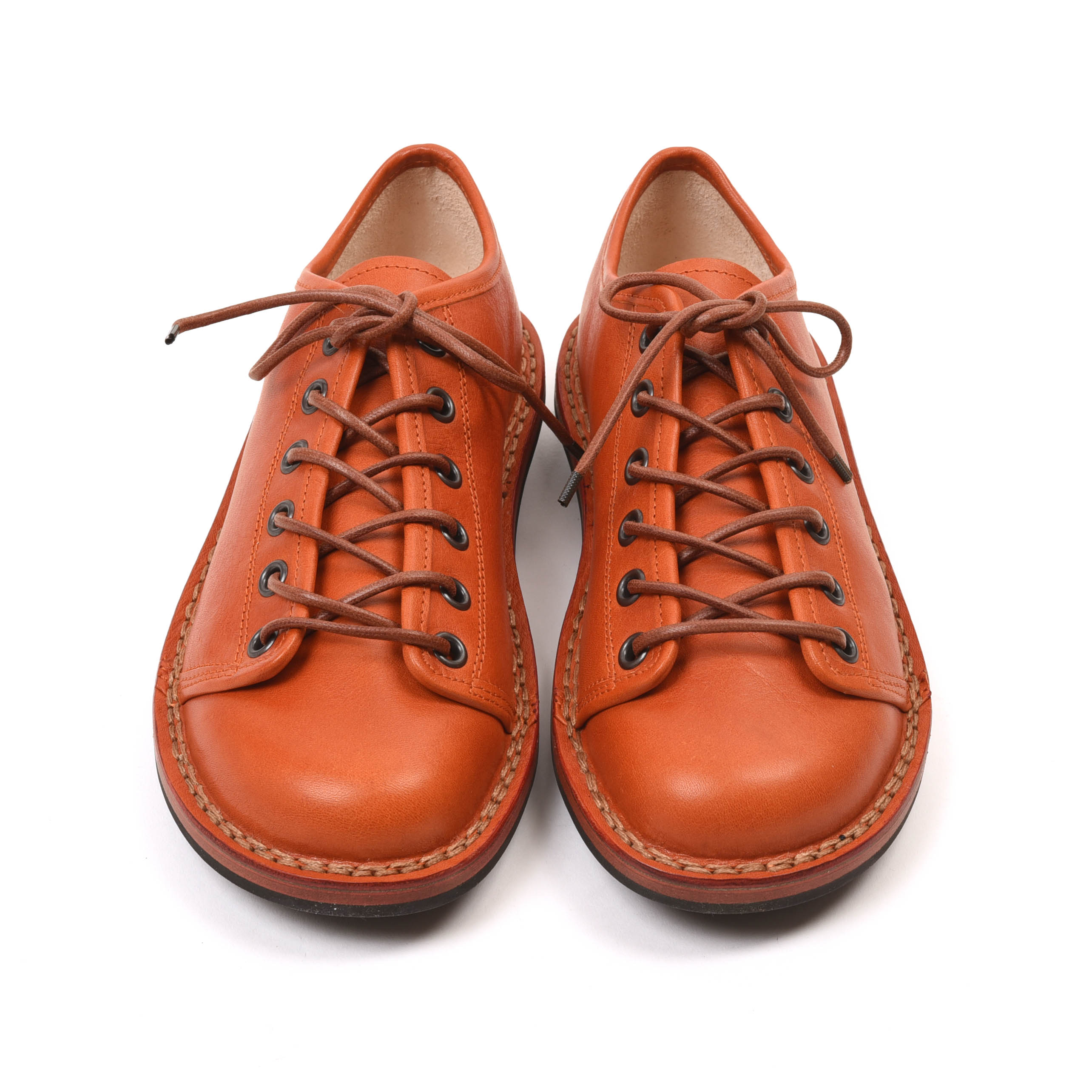 trippenトリッペン ブラウンレザー編み込みフラットシューズ