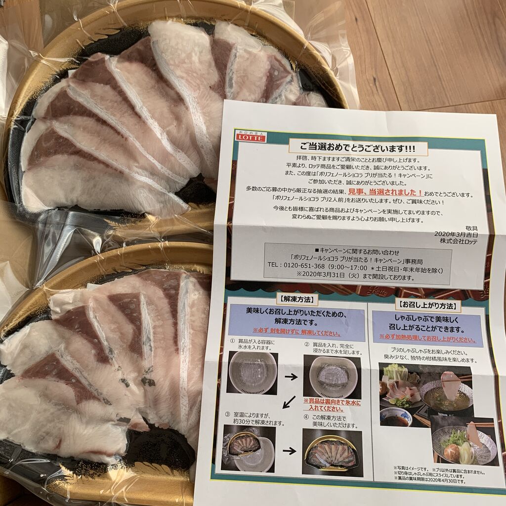 当選報告 ポリフェノールショコラのキャンペーンで ブリが当選しました みーばんの懸賞ハマってますブログ 当選報告 ポリフェノールショコラのキャンペーンで ブリが当選しました みーばんの懸賞ハマってますブログ