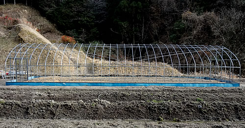 中古ビニールハウス骨組み完成 : 愛知の田舎で古民家暮らし