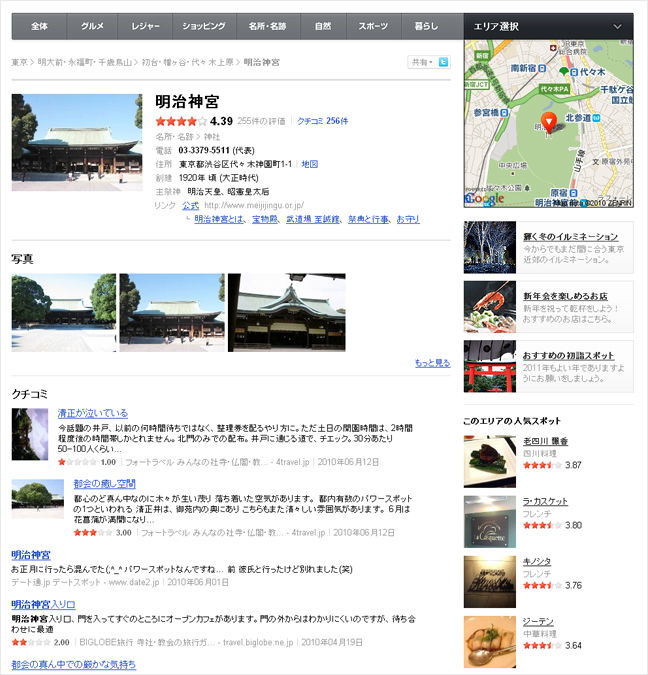 スポット検索 （明治神宮）