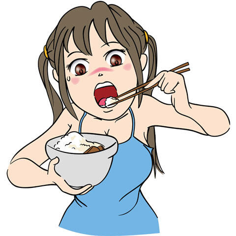 ご飯を食べている女性