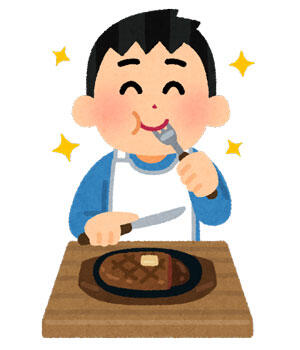 ステーキを食べる人