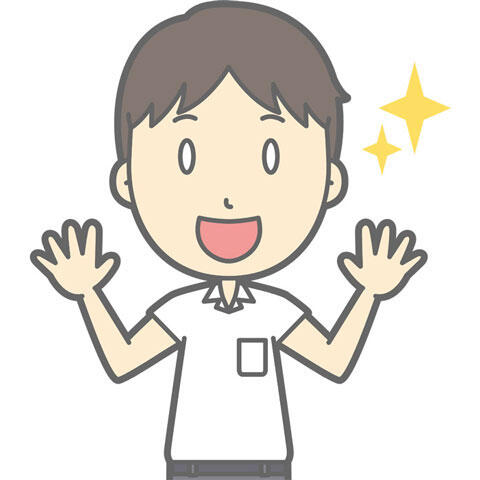 目を輝かせる男子中学生