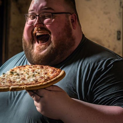 ピザを食べる男性　イメージ