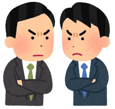 睨み合う会社員