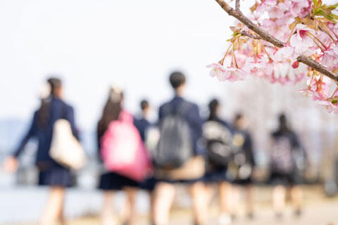 桜と高校生