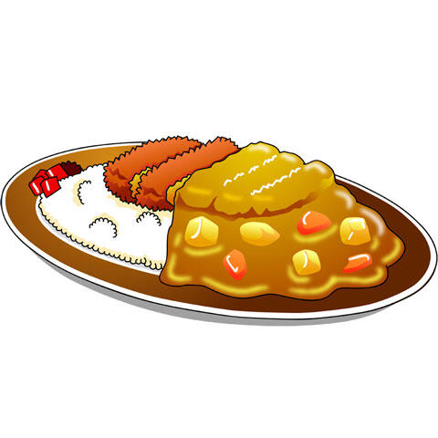 お皿に盛られたカツカレー