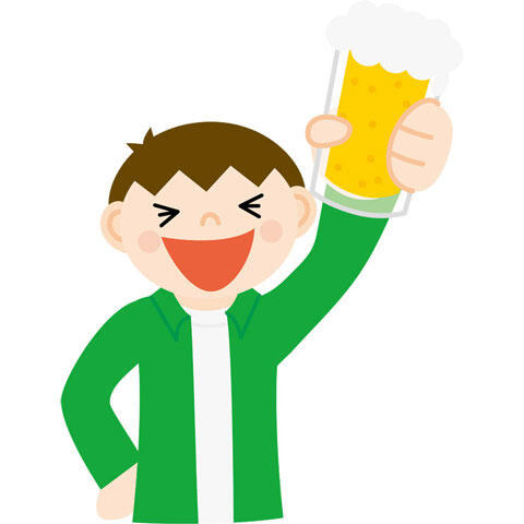 ビールで乾杯する男性