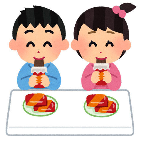 おやつを食べる子供