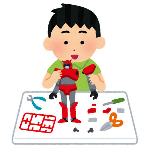 プラモデルを作っている男の子