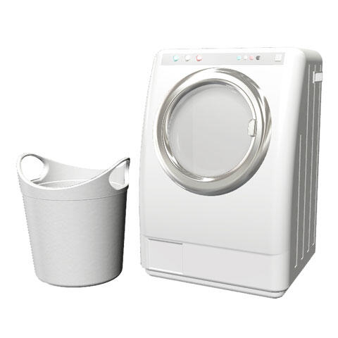 ドラム式洗濯機と洗濯かご