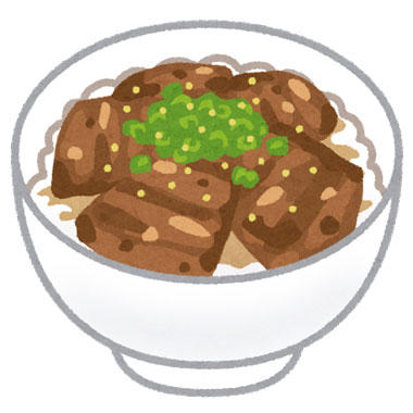 チャーシューや角煮が盛られた丼