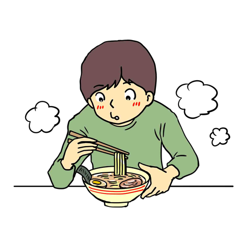 ラーメンを食べる男性