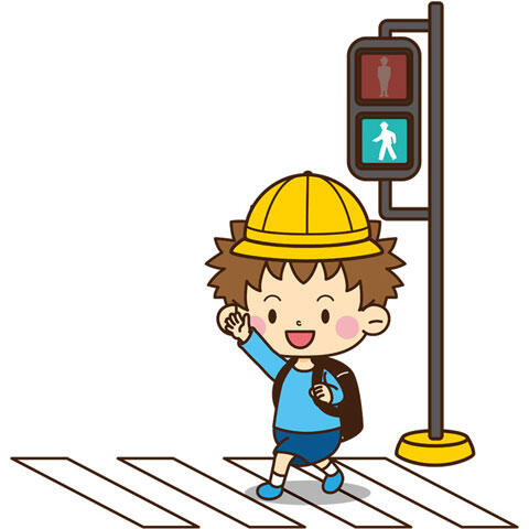 横断歩道を渡る小学生