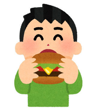 ハンバーガーを食べる人