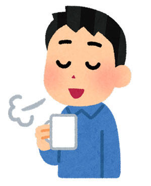 コーヒーで一服している人