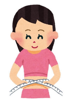 ウエストを測っている女性