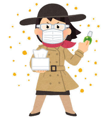 花粉と戦う人　マスク　メガネ