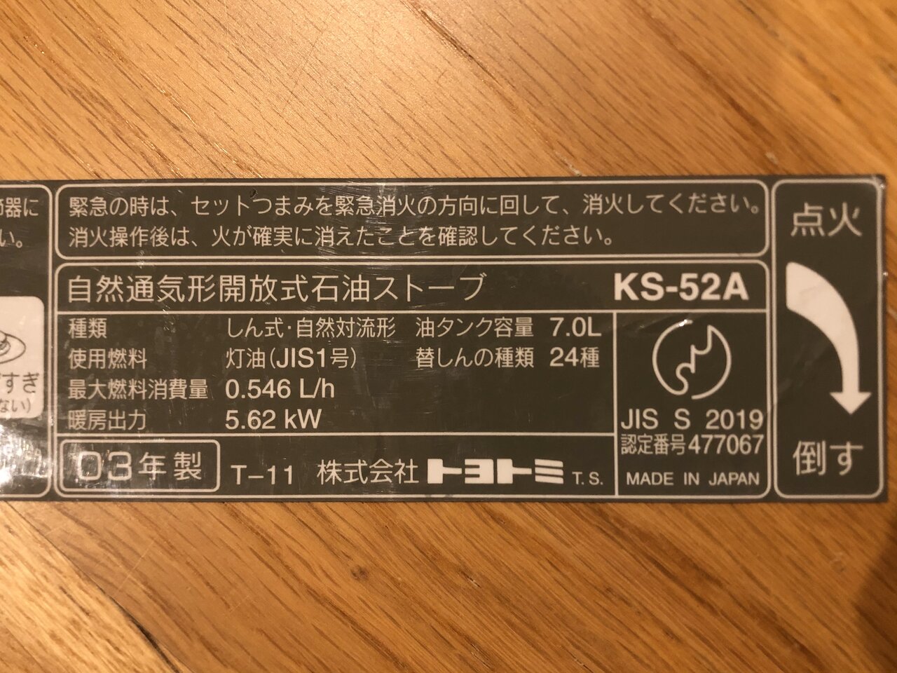 購入した石油ストーブ。 : テントの中のネコ