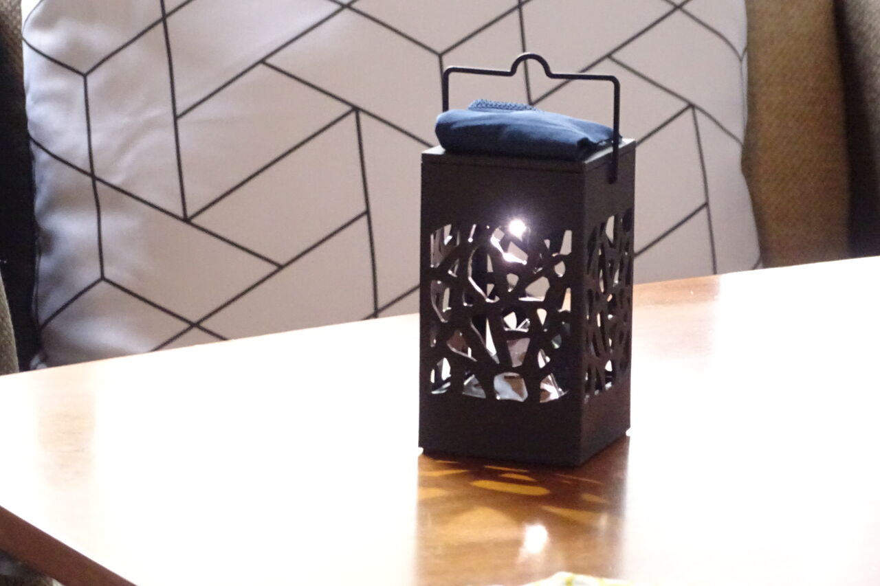 ダイソー あみあみシルエットが美しい ソーラーライト Neigeノ庭カラ