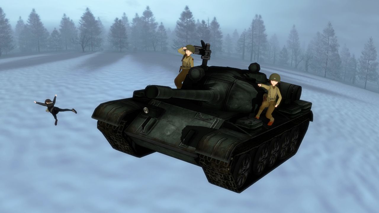 遭難した磯波を戦車で探す白雪と浦波 劇場版 雪の進軍 ねこさんなのです