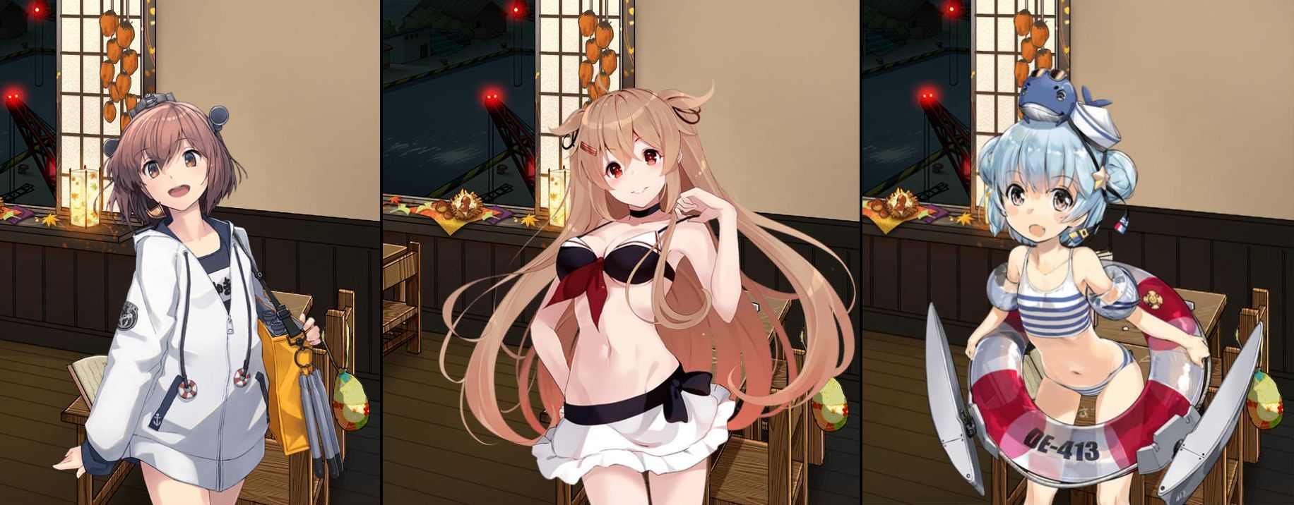 遠征新uiで大成功確定報酬が不明になった浮輪磯波 サミュエル水着グラ ねこさんなのです