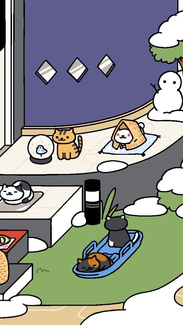 ねこあつめ 雪の日にやっとゆきねこさんが来たー 猫集めちゃった