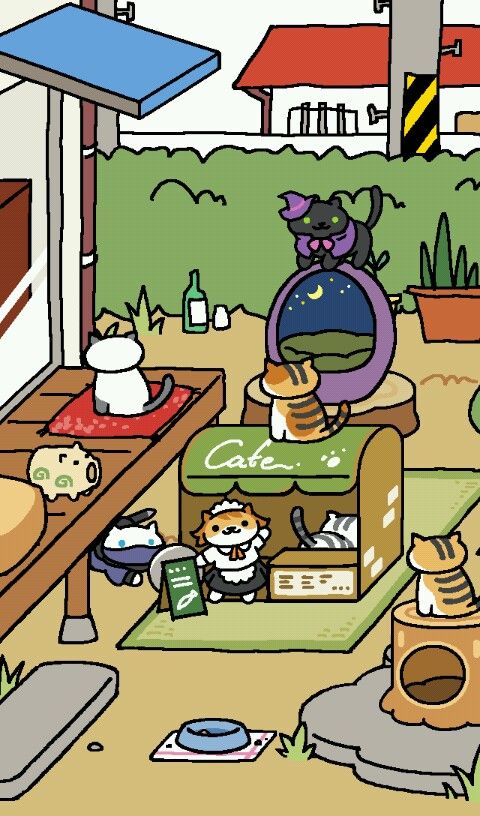 ねこあつめ このかふぇさんはお盆に反射したしのぶさんを見ている 猫集めちゃった