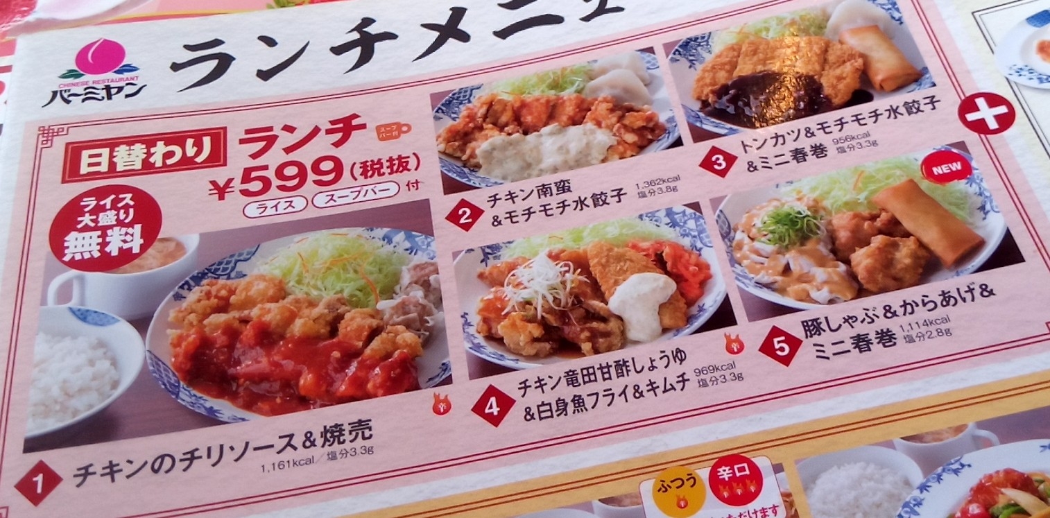 バーミヤンの日替りランチを全メニュー制覇する チキンのチリソース 焼売 僕と磁石と乾電池