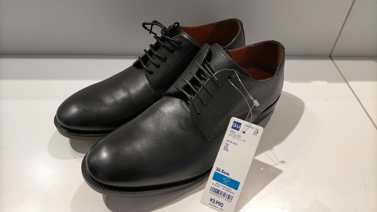 改悪 Gu リアルレザーダービーシューズ 3990円 注意 結構厳しめに書きました あかまる走れ