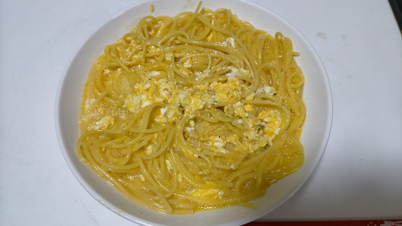 今日の夕飯 カルボナーラ その13 あかまる走れ