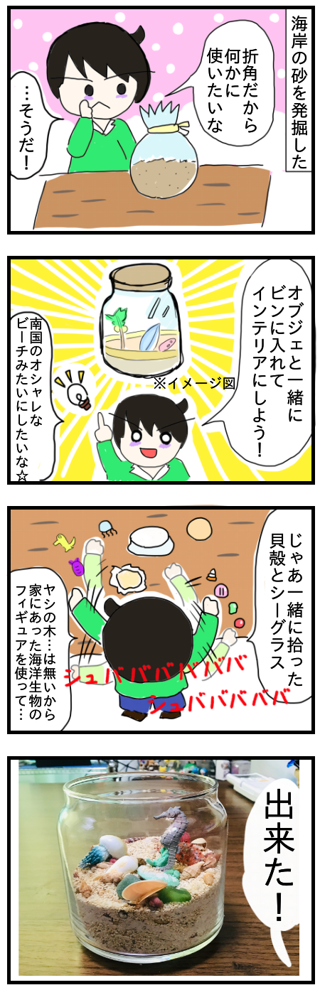 海の砂でグラスサンドアートに挑戦 失敗 博物館レポと理科っぽいなにか