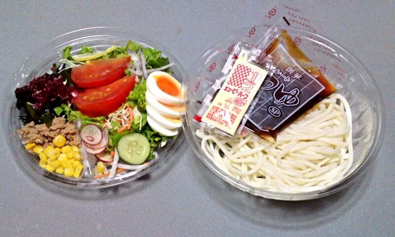 サラダ冷やし讃岐うどん と サラダチャンポン麺 かやのうち 蒼穹のトラベラー 関東 西日本の旅