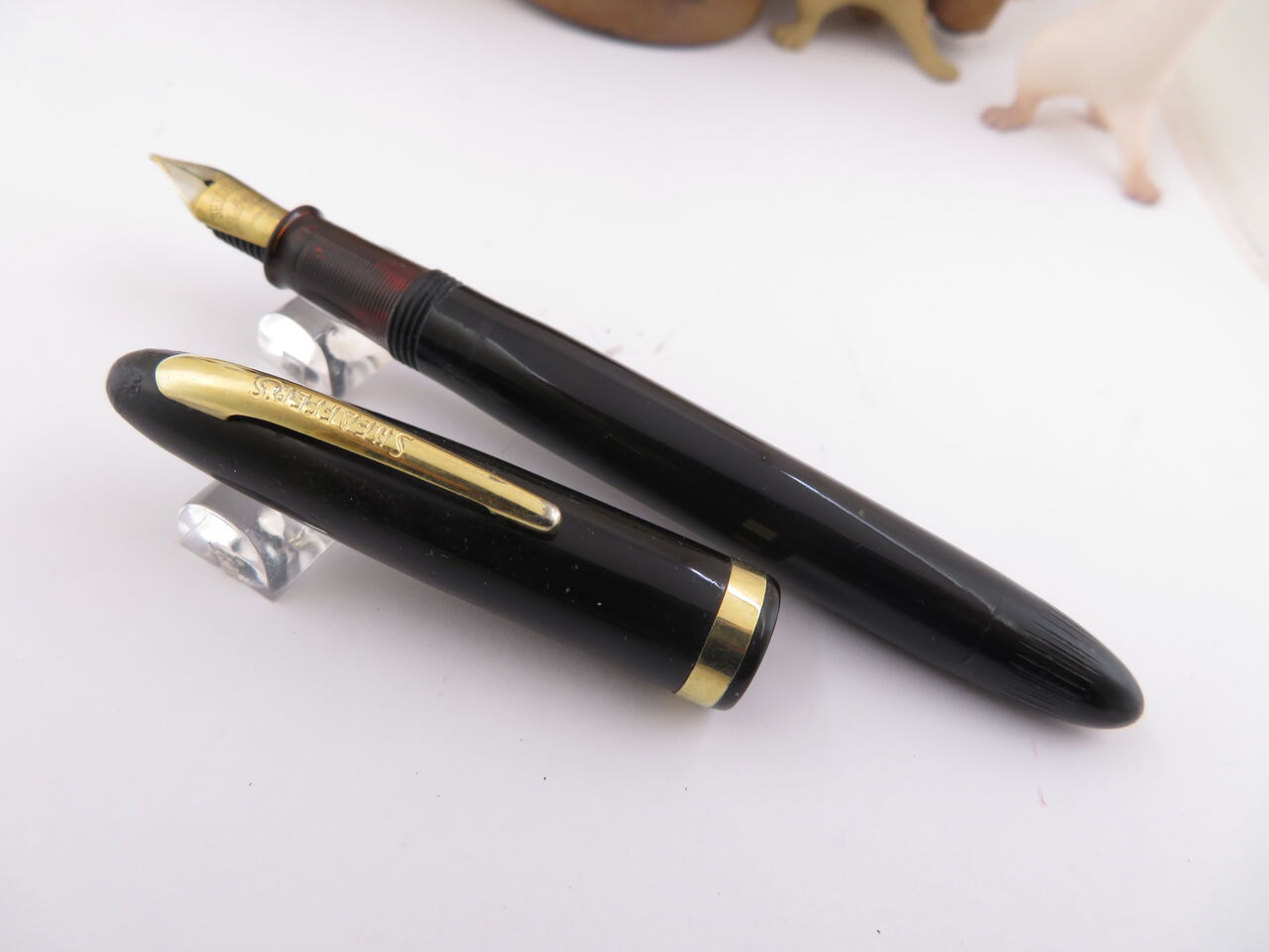 SHEAFFER Feather Touch 万年筆 レザーケース付き SHEAFFER フェザータッチ 黒軸 14K : 万年筆おやじの備忘録