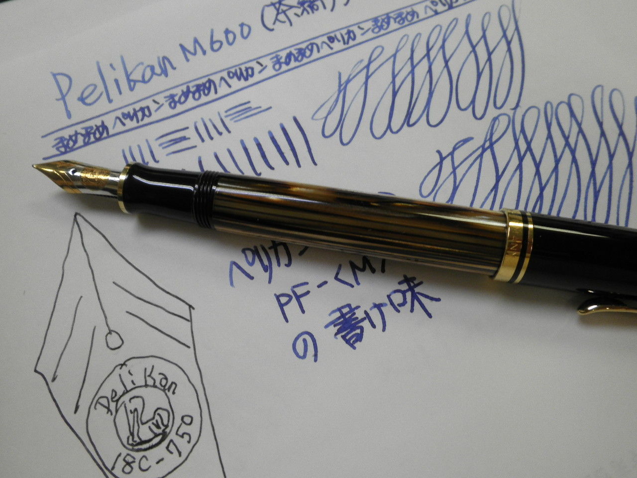 PELIKAN M600 (茶縞)プロト？18C-M(PF) : 万年筆おやじの備忘録