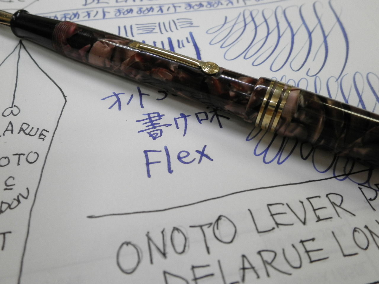 ONOTO No.14 Red Mottled Lever 万年筆 【公式通販】