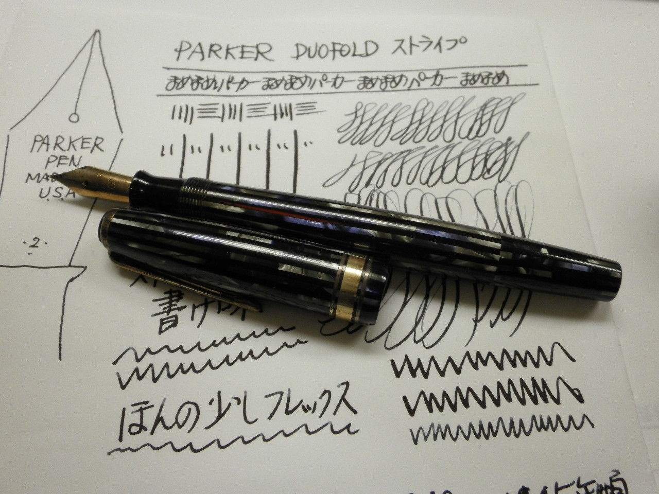 Parker DuoFold 万年筆 青色 刻印付き Parker DuoFold 万年筆 青色 刻印付き Parker DuoFold 万年筆 青色