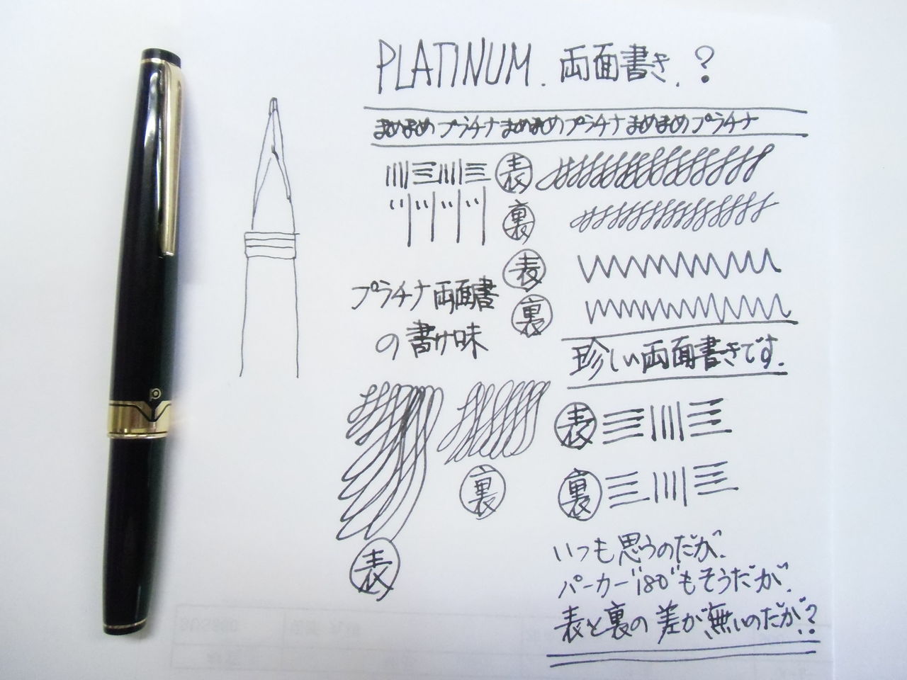 プラチナ万年筆 万年筆 両面書き PLATINUM 名称不明の両面書き?最終回 : 万年筆おやじの備忘録