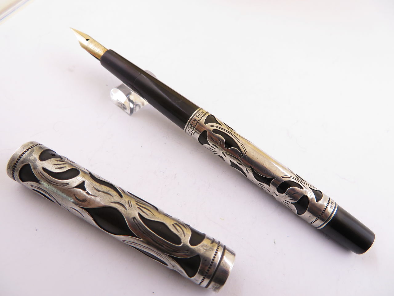 WATERMAN ウォーターマン 万年筆 ウォータミナ 銀製 オーバーレイ 銀色