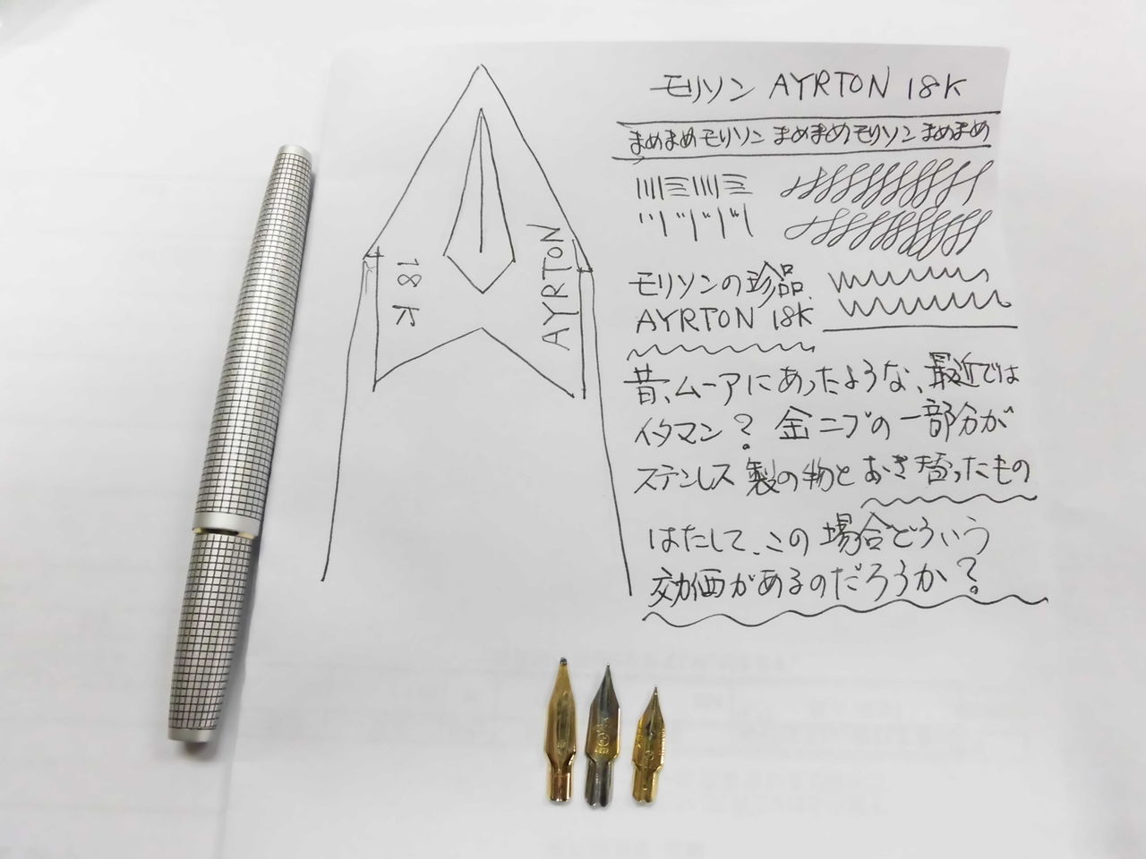 Morison モリソン 4622 シルバー 格子柄 万年筆 筆記具