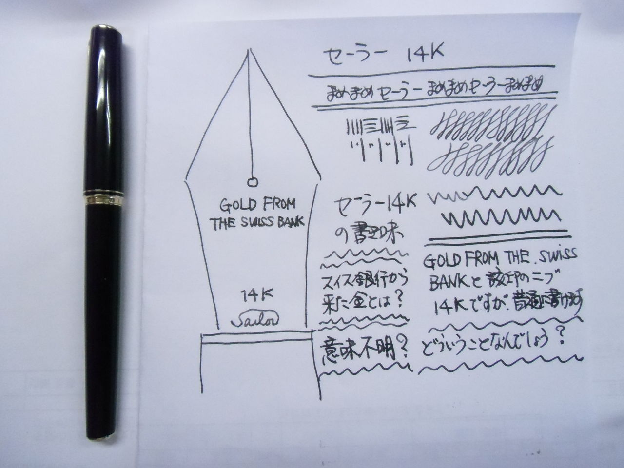 SAILOR 14K”GOLD FROM THE SWISS BANK” : 万年筆