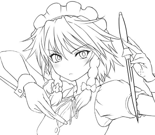 咲夜さん 線画 つきのわのblog 咲夜さん 線画 つきのわのblog