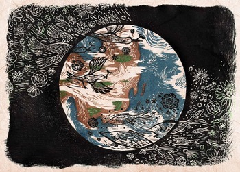 木版画『この小さな星に』