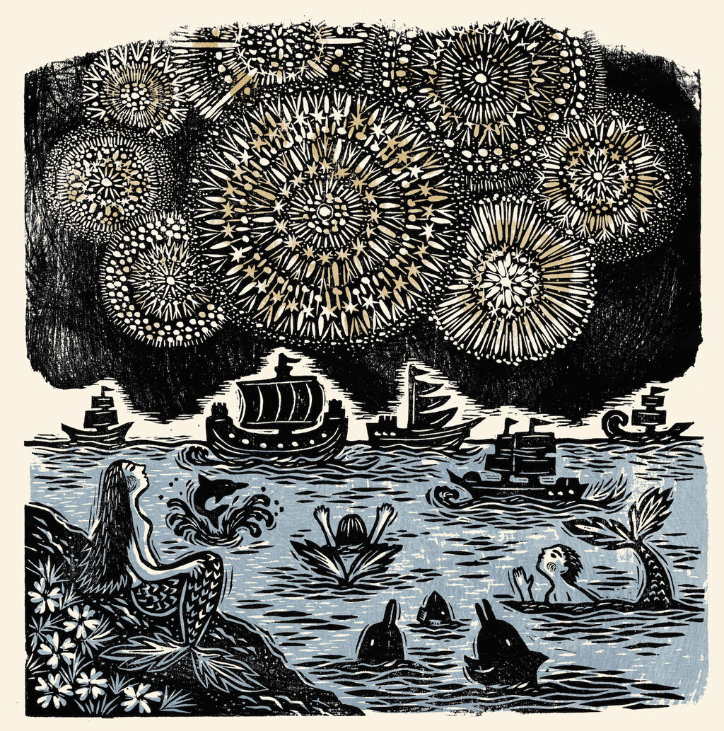 木版画 海の花火 山福朱実 べむべろ通信 木版画 海の花火 山福朱実 べむべろ通信