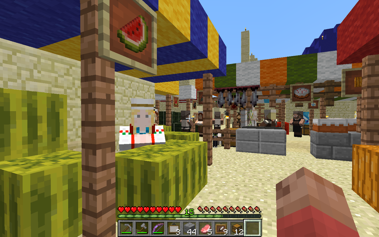 南交易路の建設3 砂漠の町の市場 街道をゆく Minecraftのみち