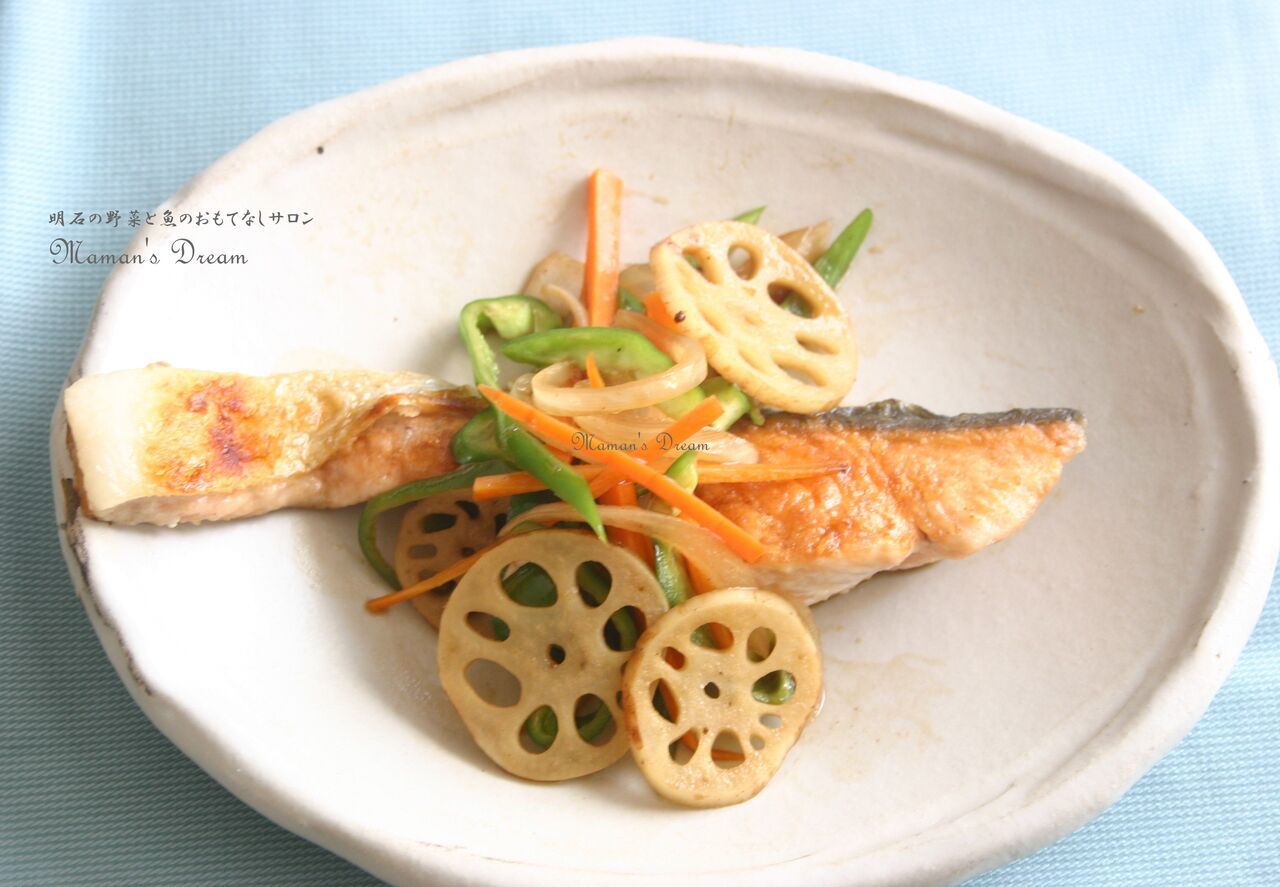 魚菜レシピ 焼き鮭とシャキシャキ野菜の甘酢かけ 野菜と魚のおもてなしサロン Maman S Dream 神戸 明石