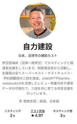 補助ホストプロフィール