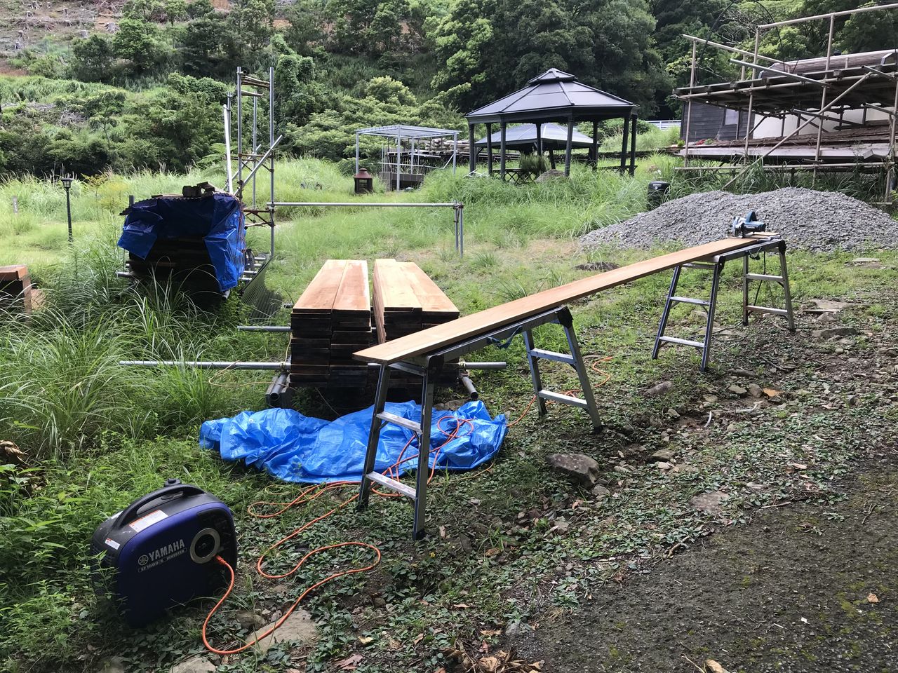 外壁工事 外壁材 杉板の相じゃくり加工 自力建設 ガレージ 港の家 古民家再生 イマココ