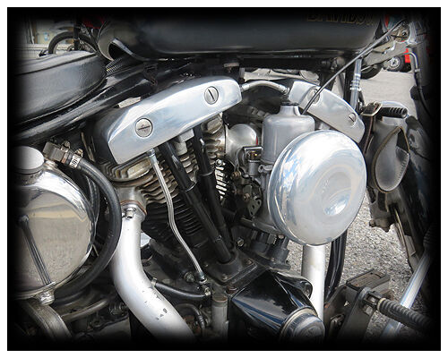 ショベル　チョッパー　ブラスオイルライン　ロッカーカバー